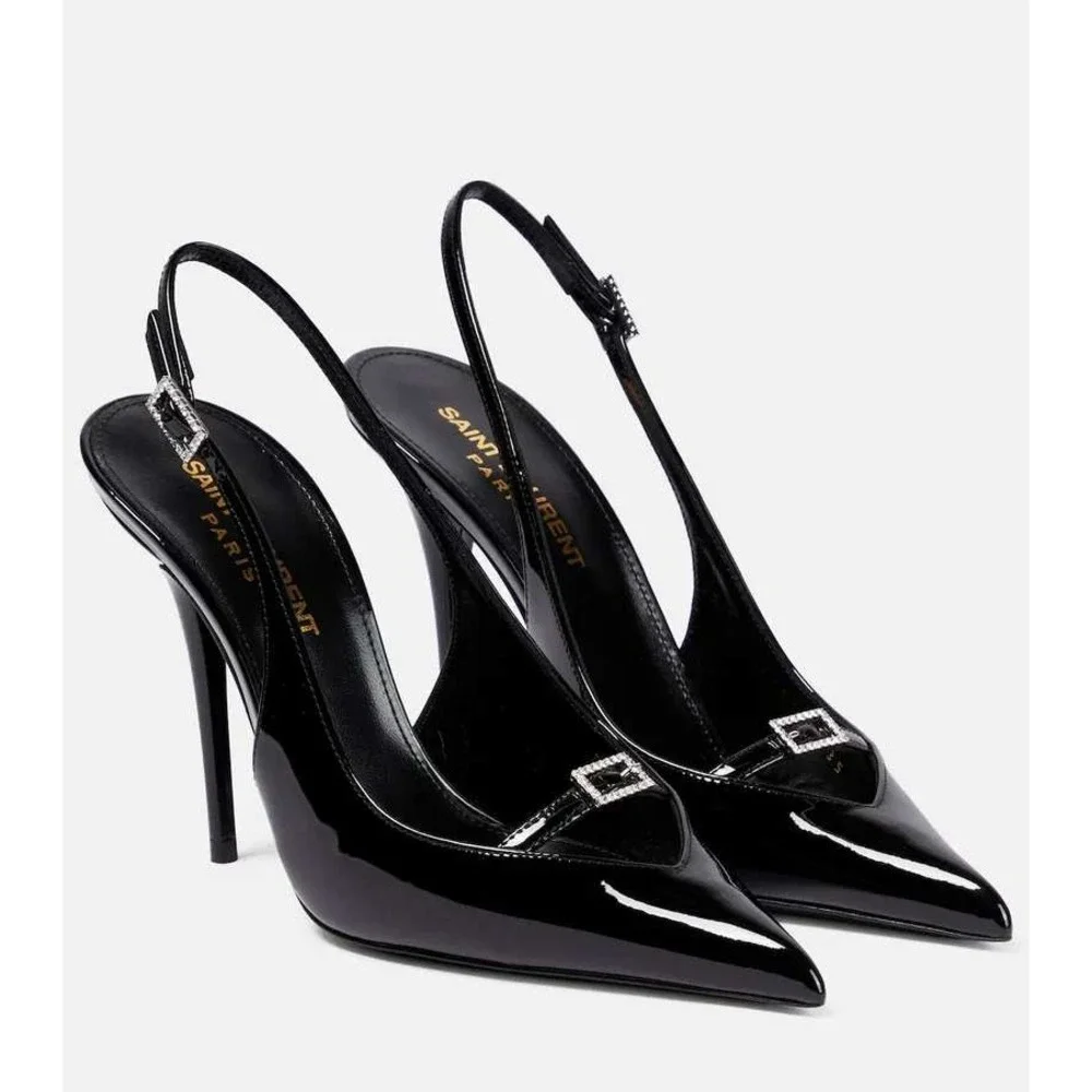 Saint Laurent Luna 105 Patent Leather Slingback Pumps $1,150 - Size 36 / US 6 - Picture 1 of 16